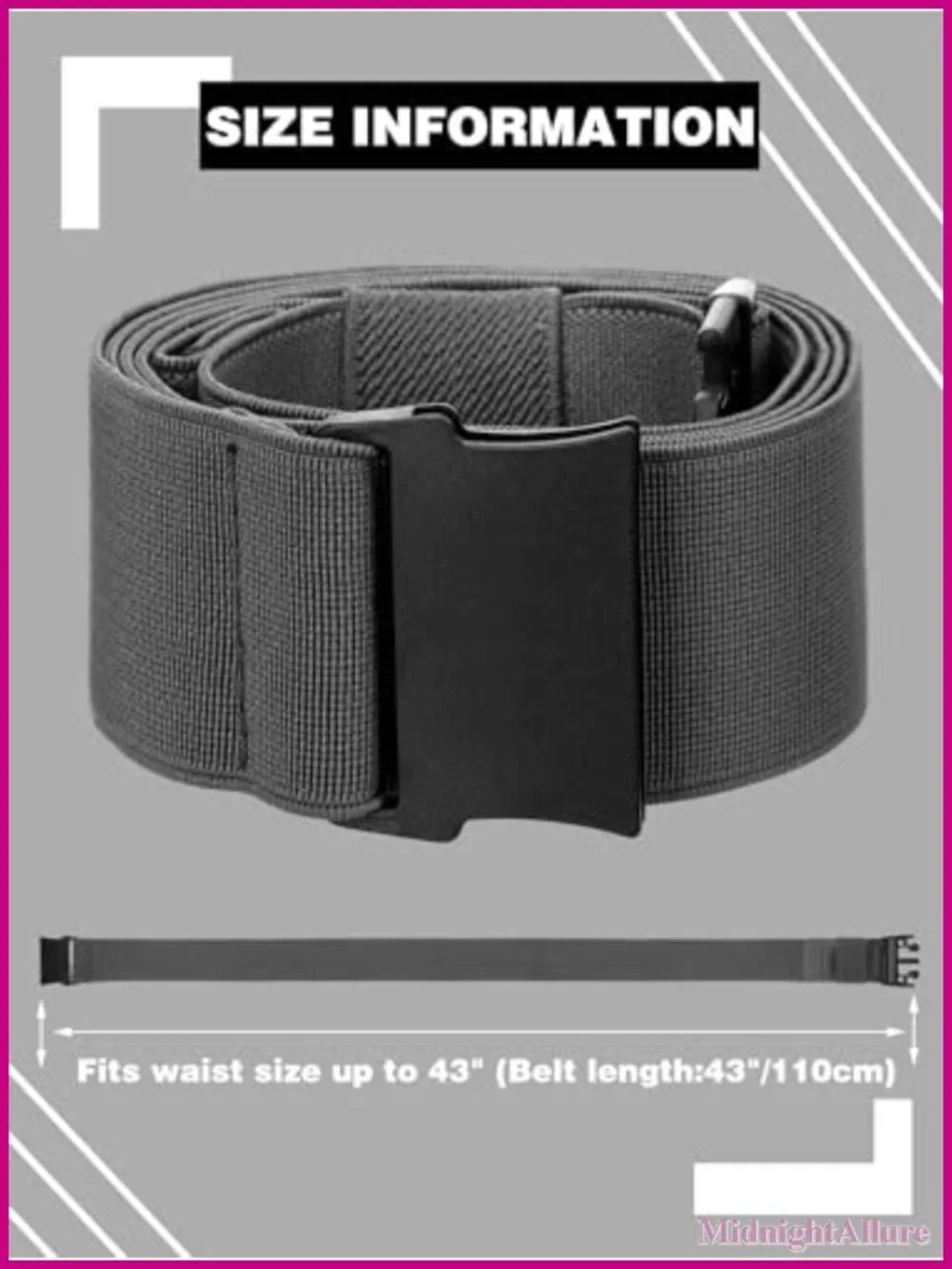 Unisex Elastic Stretch Belt 2 Pack Non Metal Buckle Adjustable